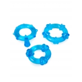 Набор из 3 синих эрекционных колец с различным рельефом - Erowoman-Eroman - во Владимире купить с доставкой
