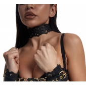 Черный ажурный чокер с золотистой фурнитурой - Crazy Handmade - купить с доставкой во Владимире