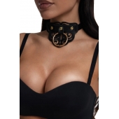 Черный чокер с клепками и золотистой фурнитурой - Crazy Handmade - купить с доставкой во Владимире