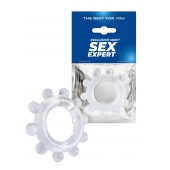 Прозрачное эрекционное кольцо со стимулирующими шариками - Sex Expert - во Владимире купить с доставкой