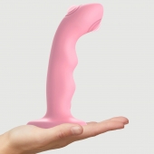 Розовая насадка-стимулятор Strap-On-Me Tapping Dildo Wave - Strap-on-me - купить с доставкой во Владимире