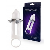 Эластичная насадка на пенис с подхватом мошонки и стимулирующими «ресничками» - Sextaz - во Владимире купить с доставкой