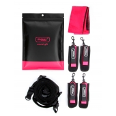 Черно-розовый эротический набор: фиксатор, оковы, наручники, повязка - Erokay - купить с доставкой во Владимире