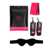 Черно-розовый эротический набор: маска, наручники и повязка - Erokay - купить с доставкой во Владимире