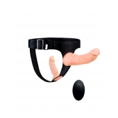 Женский страпон с 2 насадками, вибрацией и пультом ДУ - Erowoman-Eroman - купить с доставкой во Владимире