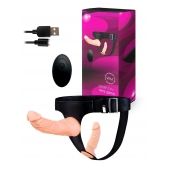 Женский страпон с 2 насадками, вибрацией и пультом ДУ - Erowoman-Eroman - купить с доставкой во Владимире