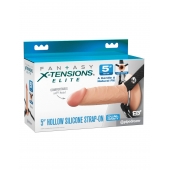 Телесный пустотелый фаллопротез 5’’ Hollow Silicone Strap-On - 14 см. - Pipedream - купить с доставкой во Владимире