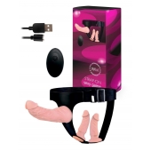 Женский страпон с 3 насадками и вибрацией - Erowoman-Eroman - купить с доставкой во Владимире