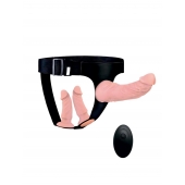 Женский страпон с 3 насадками и вибрацией - Erowoman-Eroman - купить с доставкой во Владимире