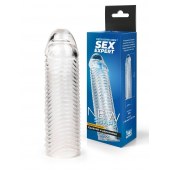 Прозрачная закрытая насадка на пенис с ребрышками - 16 см. - Sex Expert - во Владимире купить с доставкой