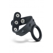Черное эрекционное кольцо с подхватом мошонки на кнопках VS6 - Blush Novelties - во Владимире купить с доставкой