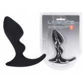 Черная анальная пробка для массажа простаты Double Ripple Silicone Prostate Massager - Shots Media BV - во Владимире купить с доставкой