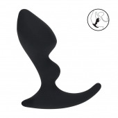 Черная анальная пробка для массажа простаты Double Ripple Silicone Prostate Massager - Shots Media BV - во Владимире купить с доставкой