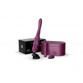 Фиолетовая секс-машина с функцией нагрева, насадками и присоской Sesh - Zalo - купить с доставкой во Владимире