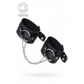 Черные оковы из толстой кожи с люверсами - Pecado - купить с доставкой во Владимире