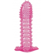 Гелевая розовая насадка с шипами - 12 см. - Toyfa Basic - во Владимире купить с доставкой Гелевая розовая насадка с шипами - 12 см. - Toyfa Basic - во Владимире купить с доставкой