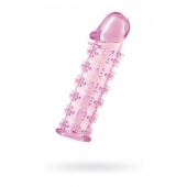 Гелевая розовая насадка на фаллос с шипами - 12 см. - Toyfa Basic - во Владимире купить с доставкой