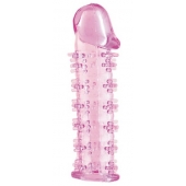 Гелевая розовая насадка на фаллос с шипами - 12 см. - Toyfa Basic - во Владимире купить с доставкой