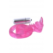 Розовая вибронасадка со стимулятор клитора   Язычок - Toyfa Basic - во Владимире купить с доставкой