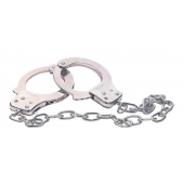 Наручники из металла с длинной цепочкой CHROME HANDCUFFS METAL HANDCUFFS W. KEY - NMC - купить с доставкой во Владимире