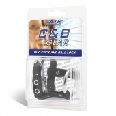 Утяжка на пенис на замочке Duo Cock And Ball Lock - BlueLine - купить с доставкой во Владимире