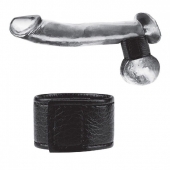 Чёрная утяжка на мошонку 1  Velcro Ball Stretcher - BlueLine - купить с доставкой во Владимире