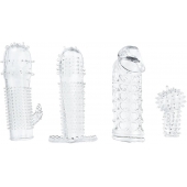 Набор из 4 насадок на член Pleasured Penis Enhancement Sleeve 4 Pack - XR Brands - во Владимире купить с доставкой
