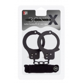 Чёрные наручники из листового металла в комплекте с веревкой BONDX METAL CUFFS LOVE ROPE SET - Dream Toys - купить с доставкой во Владимире