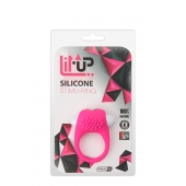 Розовое эрекционное кольцо с щеточкой LIT-UP SILICONE STIMU RING 5 - Dream Toys - во Владимире купить с доставкой