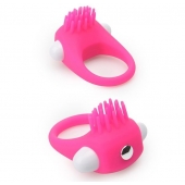 Розовое эрекционное кольцо с щеточкой LIT-UP SILICONE STIMU RING 5 - Dream Toys - во Владимире купить с доставкой