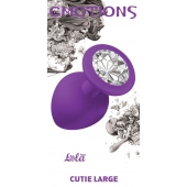 Большая фиолетовая анальная пробка Emotions Cutie Large с прозрачным кристаллом - 10 см. - Lola Games - купить с доставкой во Владимире