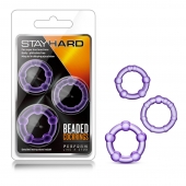 Набор из 3 фиолетовых эрекционных колец Stay Hard Beaded Cockrings - Blush Novelties - во Владимире купить с доставкой