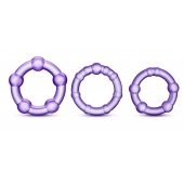 Набор из 3 фиолетовых эрекционных колец Stay Hard Beaded Cockrings - Blush Novelties - во Владимире купить с доставкой