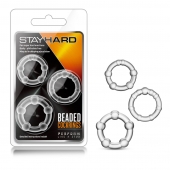 Набор из 3 прозрачных эрекционных колец Stay Hard Beaded Cockrings - Blush Novelties - во Владимире купить с доставкой
