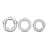 Набор из 3 прозрачных эрекционных колец Stay Hard Beaded Cockrings - Blush Novelties - во Владимире купить с доставкой