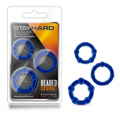 Набор из 3 синих эрекционных колец Stay Hard Beaded Cockrings - Blush Novelties - во Владимире купить с доставкой