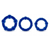 Набор из 3 синих эрекционных колец Stay Hard Beaded Cockrings - Blush Novelties - во Владимире купить с доставкой