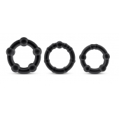 Набор из 3 чёрных эрекционных колец Stay Hard Beaded Cockrings - Blush Novelties - во Владимире купить с доставкой