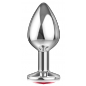 Большая серебристая анальная пробка Diamond Red Sparkle Large с красным кристаллом - 8 см. - Lola Games - купить с доставкой во Владимире