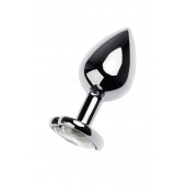 Серебристая анальная пробка с прозрачным кристаллом-сердцем - 8 см. - ToyFa - купить с доставкой во Владимире