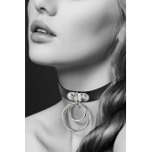 Черный чокер с двумя кольцами - Bijoux Pour Toi - купить с доставкой во Владимире