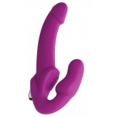 Ярко-розовый безремневой вибрострапон Evoke Vibrating Strapless Silicone Strap-on Dildo - XR Brands - купить с доставкой во Владимире