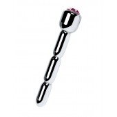 Серебристый уретральный плаг со стразом - 7 см. - ToyFa - купить с доставкой во Владимире