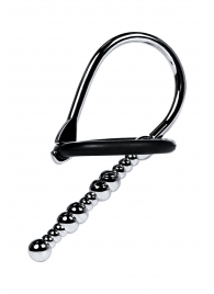 Серебристый уретральный плаг-бусины TOYFA Metal с мягким фиксириющим кольцом - ToyFa - купить с доставкой во Владимире