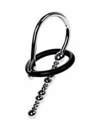 Серебристый уретральный плаг-бусины TOYFA Metal с мягким фиксириющим кольцом - ToyFa - купить с доставкой во Владимире