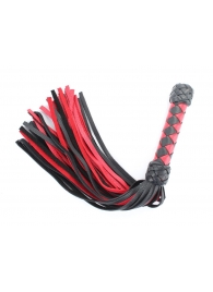 Черно-красная клеть с плетеной ручкой с ромбовидным узором - 45 см. - БДСМ Арсенал - купить с доставкой во Владимире