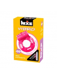 Розовое эрекционное виброкольцо Luxe VIBRO  Ужас Альпиниста  + презерватив - Luxe - во Владимире купить с доставкой