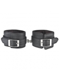 Черные фиксаторы для ног на цепи с мехом внутри - Lux Fetish - купить с доставкой во Владимире