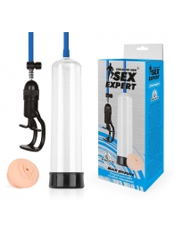 Прозрачная вакуумная помпа Sex Expert с насадкой-вагиной - Bior toys - во Владимире купить с доставкой