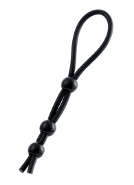 Черное лассо на пенис с тремя бусинами - A-toys - во Владимире купить с доставкой